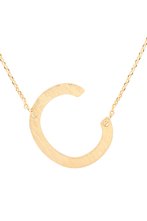 A3-1-5-PN1673GC -  "C" INITIAL ROUGH FINISH CHAIN NECKLACE - GOLD/1PC