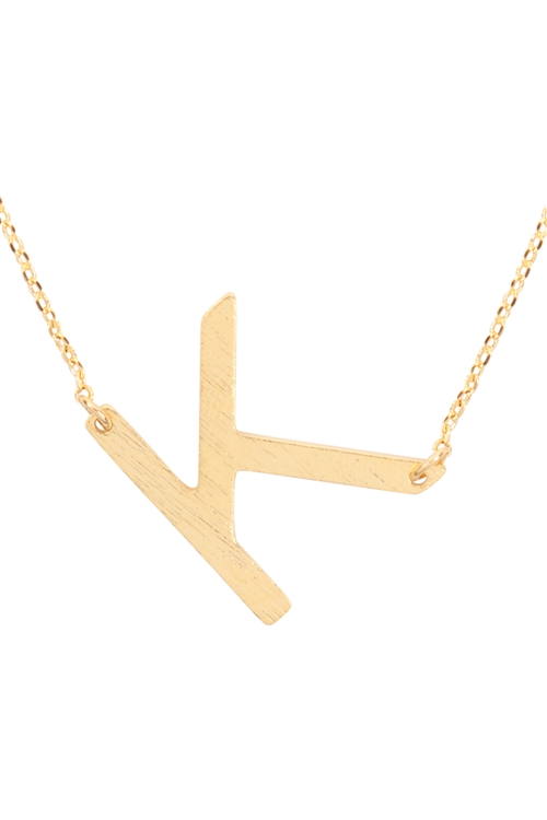 A1-1-4-PN1673GK -  "K" INITIAL ROUGH FINISH CHAIN NECKLACE - GOLD/1PC