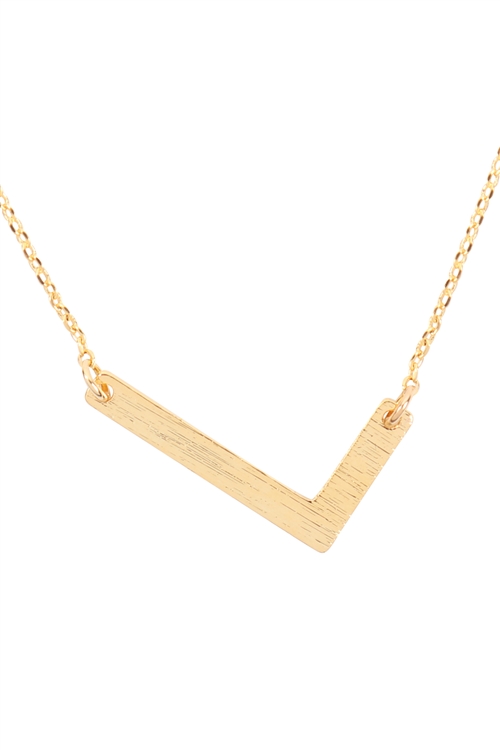 A1-1-4-PN1673GL -  "L" INITIAL ROUGH FINISH CHAIN NECKLACE - GOLD/1PC