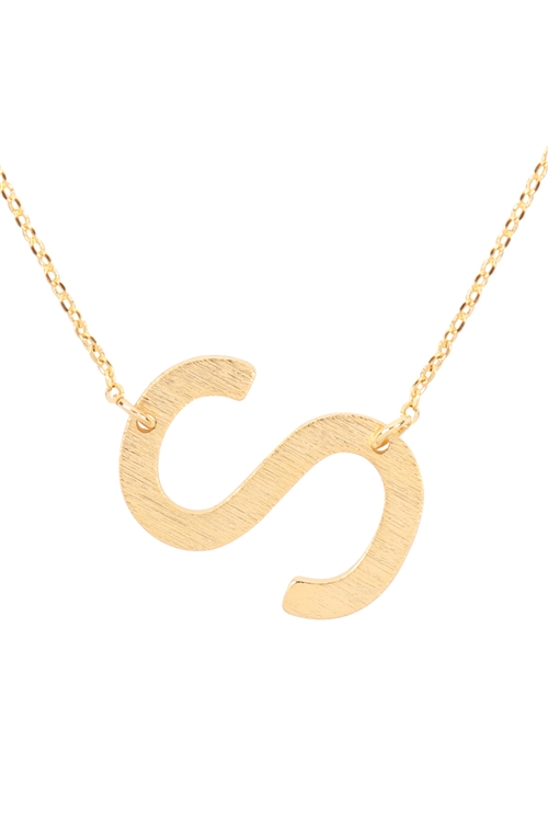 A1-1-4-PN1673GS - "S" INITIAL ROUGH FINISH CHAIN NECKLACE - GOLD/1PC