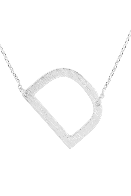 A3-1-4-PN1673RD - "D" INITIAL ROUGH FINISH CHAIN NECKLACE - SILVER/1PC