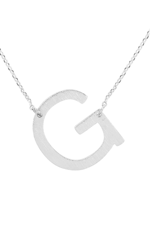 A3-1-5-PN1673RG - "G" INITIAL ROUGH FINISH CHAIN NECKLACE - SILVER/1PC