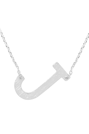 A3-1-4-PN1673RJ - "J" INITIAL ROUGH FINISH CHAIN NECKLACE - SILVER/1PC