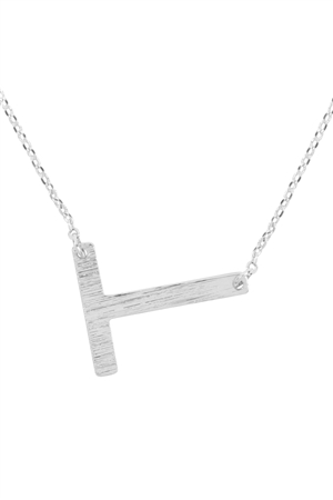 A3-1-4-PN1673RT - "T" INITIAL ROUGH FINISH CHAIN NECKLACE - SILVER/1PC