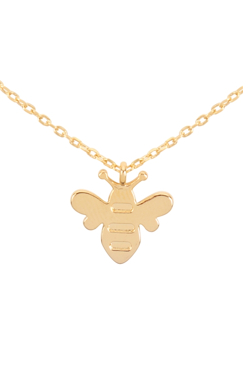 A2-3-5PN1688G - BEE  BRASS PENDANT NECKLACE - GOLD/6PCS