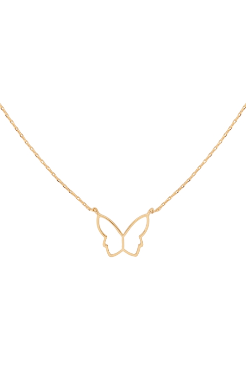 S1-4-4-PN1692G - OPEN BUTTERFLY CHARM NECKLACE - GOLD/1PC