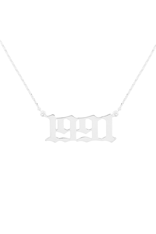 A2-1-5-PN1697R - "1991"  BIRTH YEAR PERSONALIZED NECKLACE - SILVER/6PCS