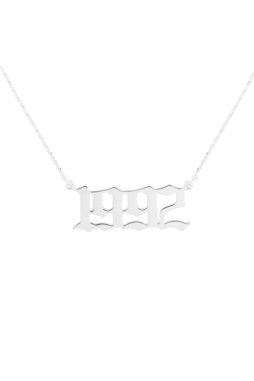 A2-1-5-PN1698R - "1992"  BIRTH YEAR PERSONALIZED NECKLACE - SILVER/6PCS