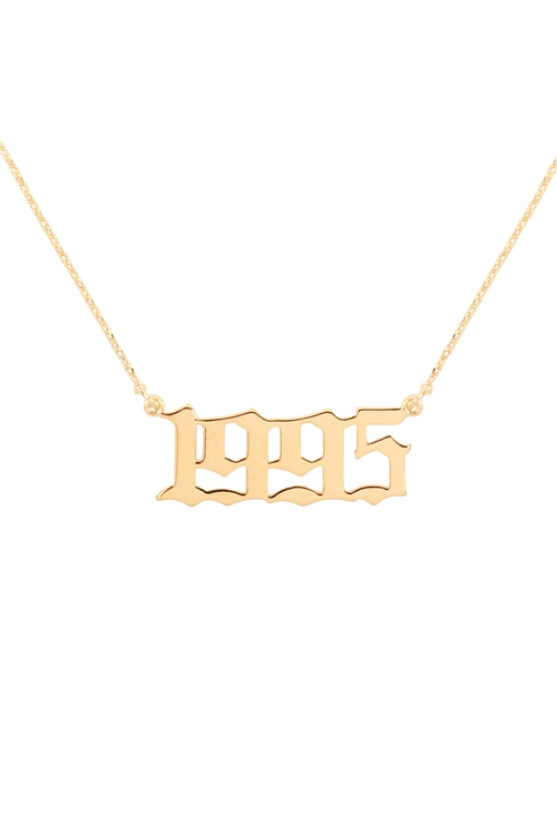 A2-1-5-PN1701G - "1995"  BIRTH YEAR PERSONALIZED NECKLACE - GOLD/6PCS