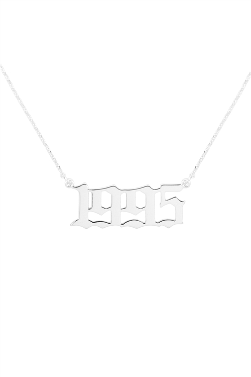 A2-1-5-PN1701R - "1995"  BIRTH YEAR PERSONALIZED NECKLACE - SILVER/6PCS