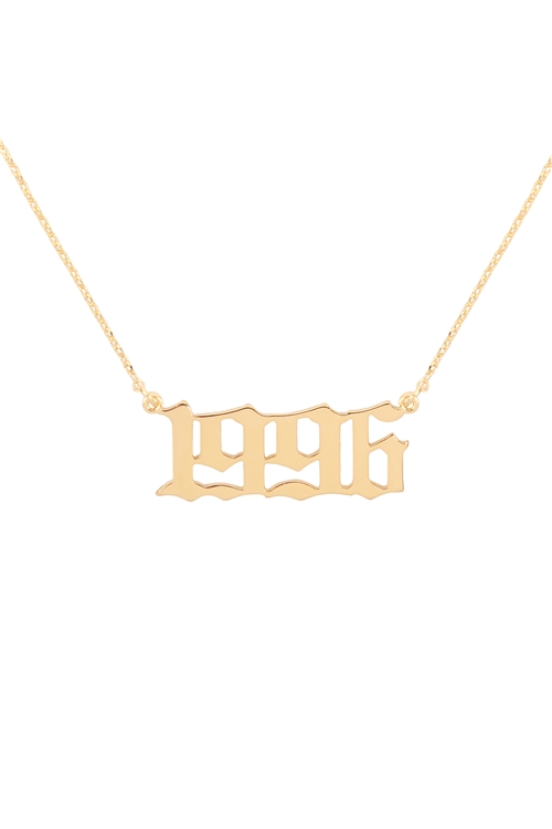 A2-1-5-PN1702G - "1996"  BIRTH YEAR PERSONALIZED NECKLACE - GOLD/6PCS