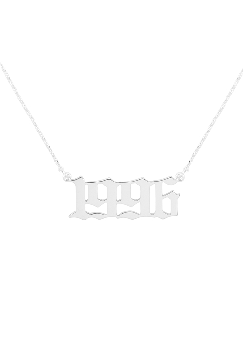 A2-1-5-PN1702R - "1996"  BIRTH YEAR PERSONALIZED NECKLACE - SILVER/6PCS