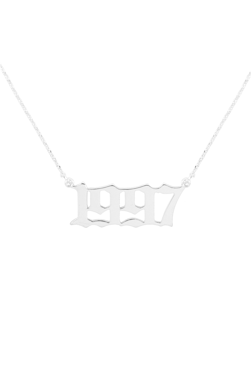 A3-2-4-PN1703R - "1997"  BIRTH YEAR PERSONALIZED NECKLACE - SILVER/6PCS