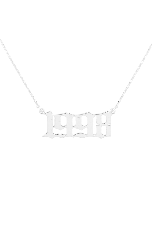 A3-2-4-PN1704R - "1998"  BIRTH YEAR PERSONALIZED NECKLACE - SILVER/6PCS