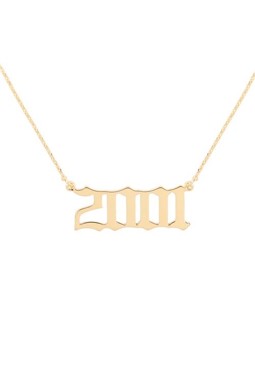 A3-2-4-PN1707G - "2001"  BIRTH YEAR PERSONALIZED NECKLACE - GOLD/6PCS