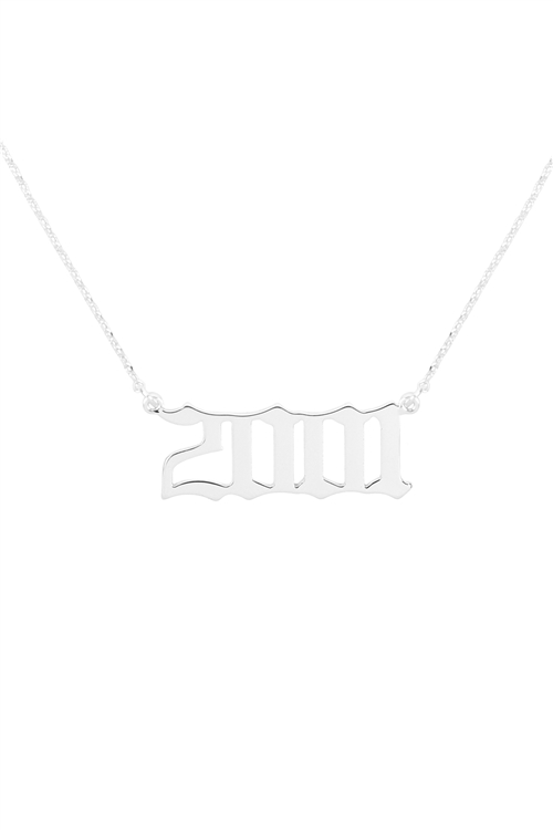A3-2-4-PN1707R - "2001"  BIRTH YEAR PERSONALIZED NECKLACE - SILVER/6PCS