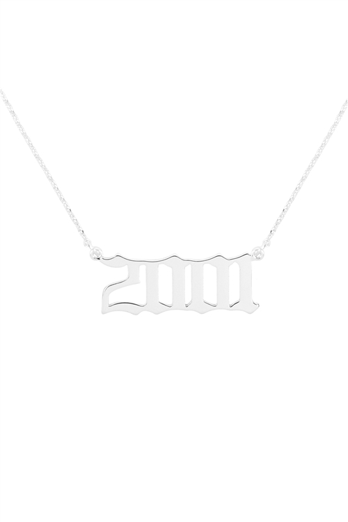 A2-6-5-PN1707R - "2001"  BIRTH YEAR PERSONALIZED NECKLACE - SILVER/6PCS