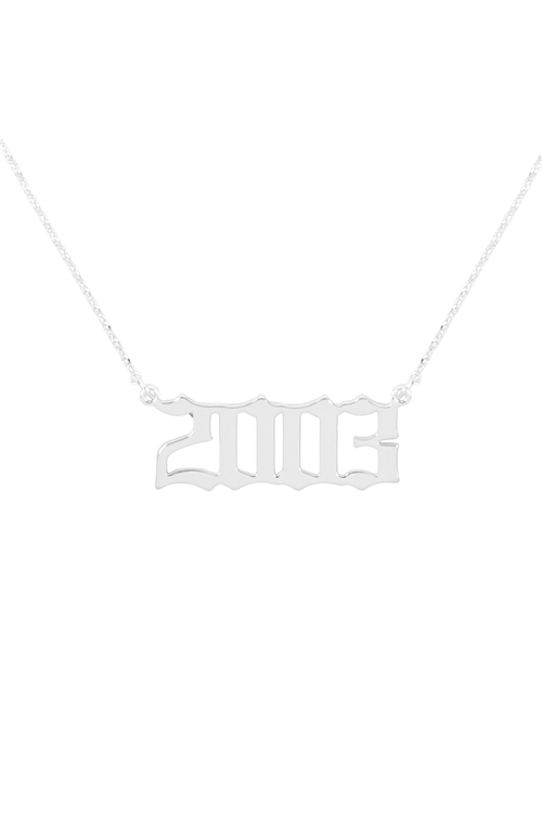 A2-1-2-PN1709R - "2003"  BIRTH YEAR PERSONALIZED NECKLACE - SILVER/6PCS