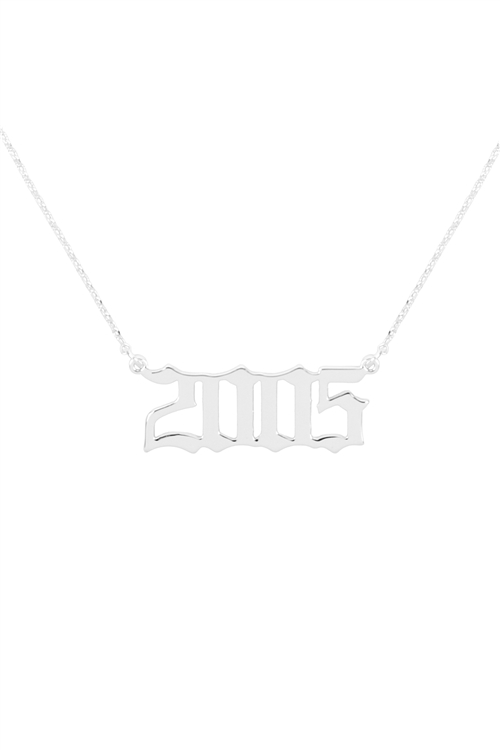 A2-1-2-PN1711R - "2005"  BIRTH YEAR PERSONALIZED NECKLACE - SILVER/1PC