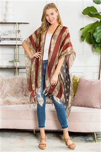 S29-4-1-PN213X006AM - VINTAGE TASSEL AMERICAN FLAG KIMONO/6PCS