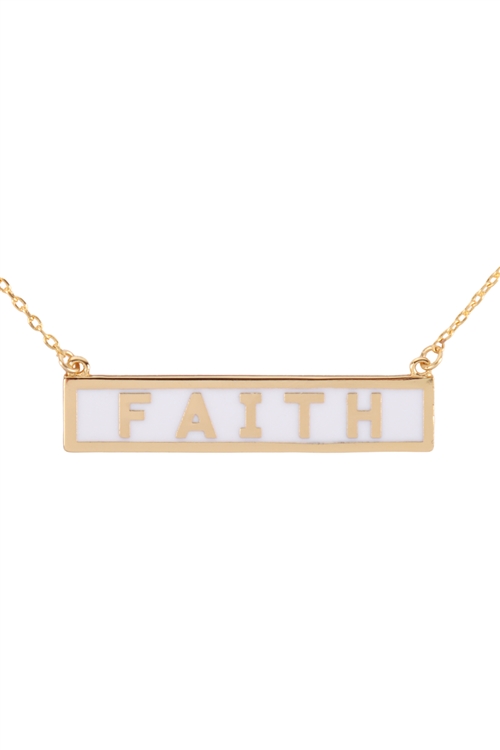 A3-2-2-PN2214GWH - "FAITH" INSPIRATIONAL BAR NECKLACE - GOLD WHITE/6PCS