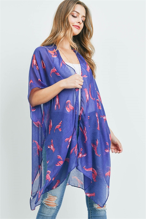 S28-8-3-PN222X085 -  LOBSTER PRINT OPEN FRONT KIMONO/6PCS