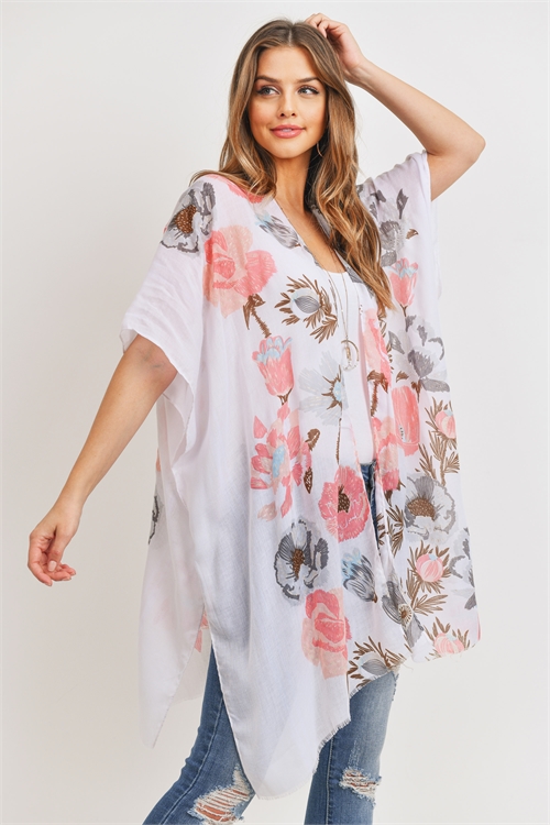 S19-10-5-PN222X096P-PINK FLORAL KNEE LENGTH KIMONO/6PCS