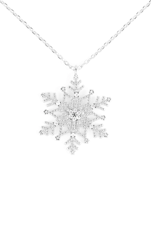 A3-2-2-PN2254RCR - SNOWFLAKE CUBIC ZIRCONIA PENDANT NECKLACE - SILVER CYRSTAL/6PCS