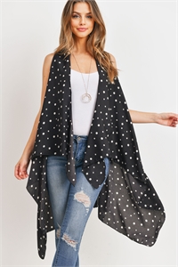 S19-11-4-PN328X047G-BLACK POLKA DOTS KIMONO VEST/1PC