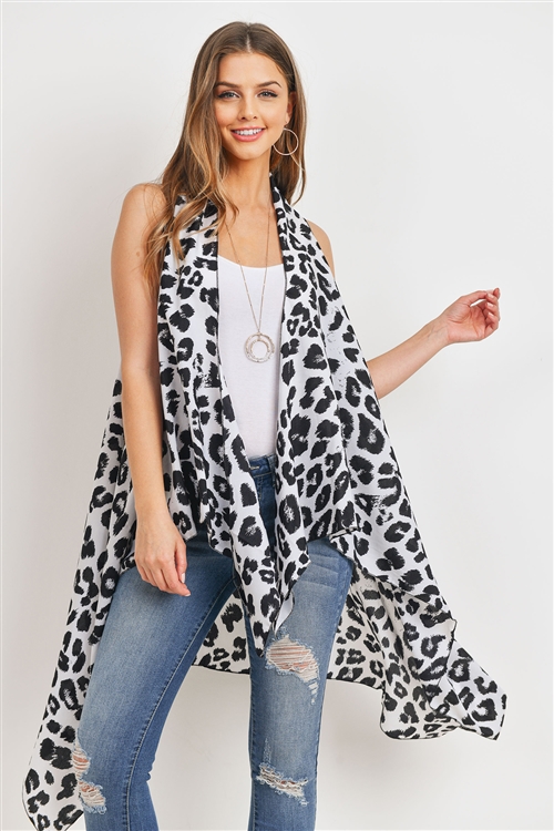 SA4-3-2-PN328X048L- OPEN FRONT LEOPARD PRINT KIMONO VEST/6PCS