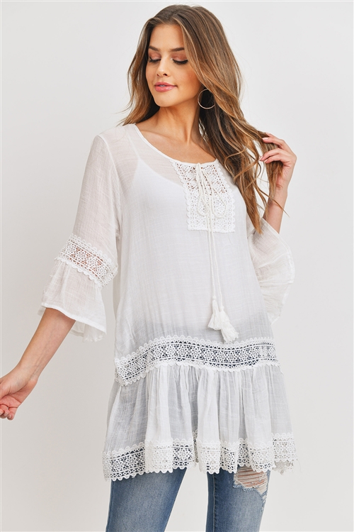 S20-12-5-PN353X078L- WHITE LACE TUNIC TOP/6PCS