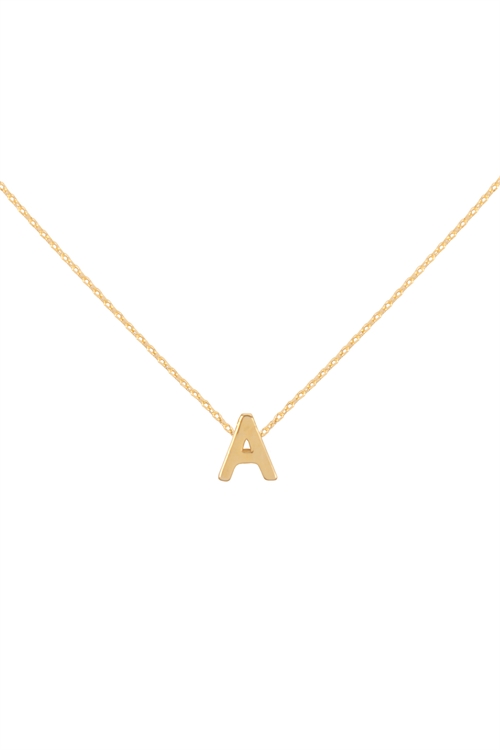 A2-2-4-PN3642GA - "A" INITIAL DAINTY CHARM NECKLACE - GOLD/6PCS