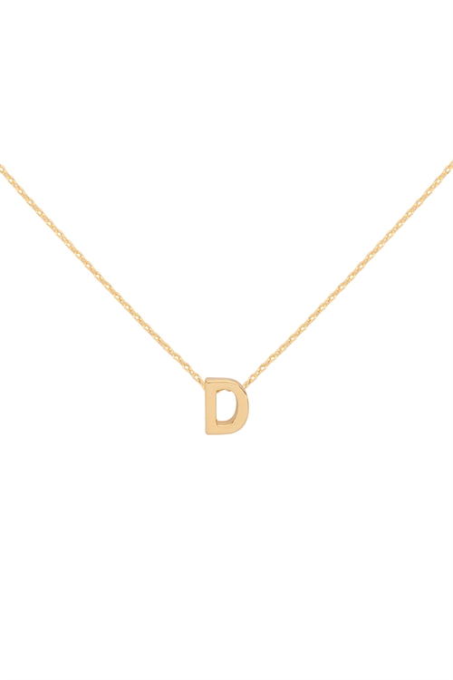 A2-2-4-PN3642GD - "D" INITIAL DAINTY CHARM NECKLACE - GOLD/6PCS