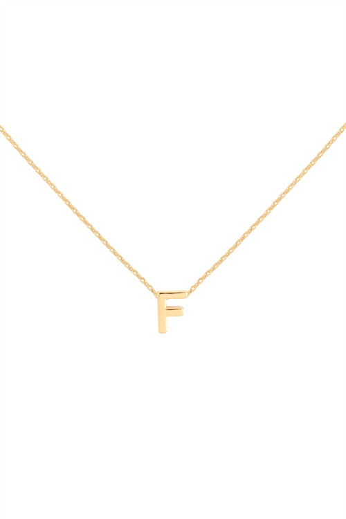S1-7-5-PN3642GF - "F" INITIAL DAINTY CHARM NECKLACE - GOLD/6PCS