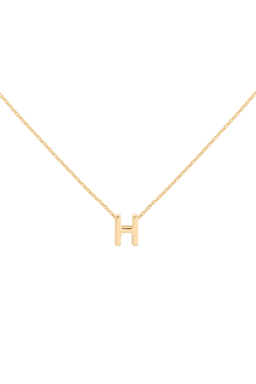 S1-7-5-PN3642GH - "H" INITIAL DAINTY CHARM NECKLACE - GOLD/6PCS