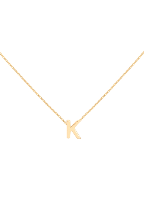 S1-7-5-PN3642GK - "K" INITIAL DAINTY CHARM NECKLACE - GOLD/6PCS