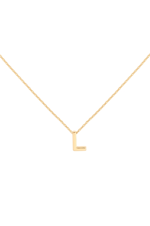 S1-7-5-PN3642GL - "L" INITIAL DAINTY CHARM NECKLACE - GOLD/6PCS