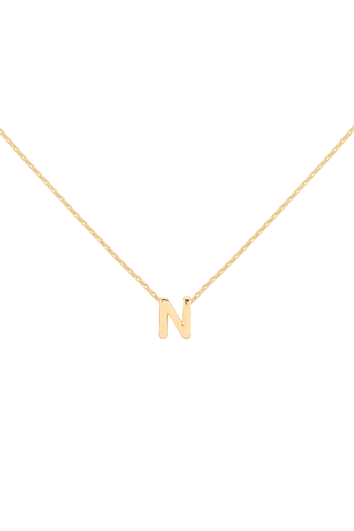 S1-4-1-PN3642GN - "N" INITIAL DAINTY CHARM NECKLACE - GOLD/6PCS
