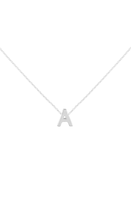 S1-7-5-PN3642RA - "A" INITIAL DAINTY CHARM NECKLACE - SILVER/6PCS