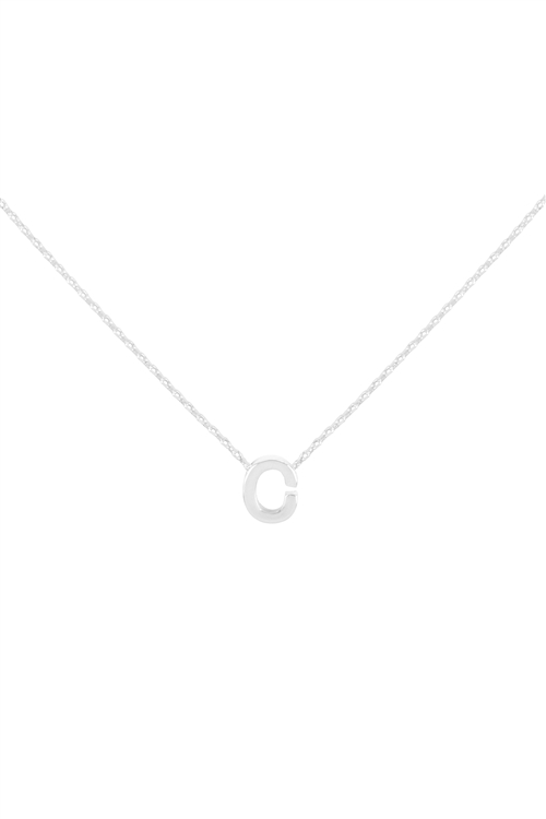 S1-7-5-PN3642RC - "C" INITIAL DAINTY CHARM NECKLACE - SILVER/6PCS