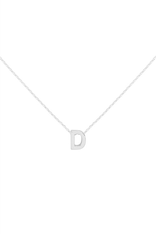 S1-7-5-PN3642RD - "D" INITIAL DAINTY CHARM NECKLACE - SILVER/6PCS