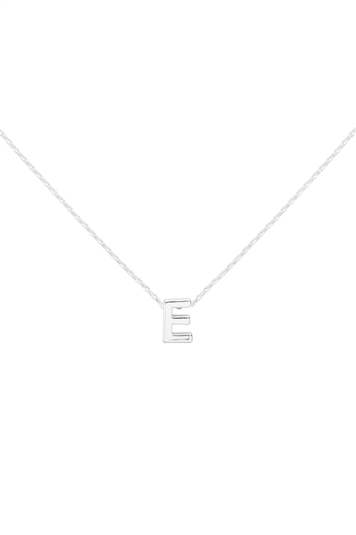 S1-7-5-PN3642RE - "E" INITIAL DAINTY CHARM NECKLACE - SILVER/6PCS