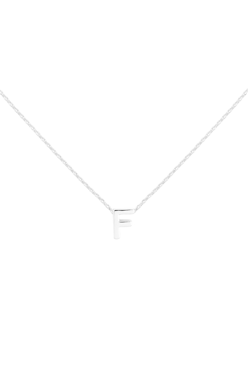 S1-7-5-PN3642RF - "F" INITIAL DAINTY CHARM NECKLACE - SILVER/6PCS