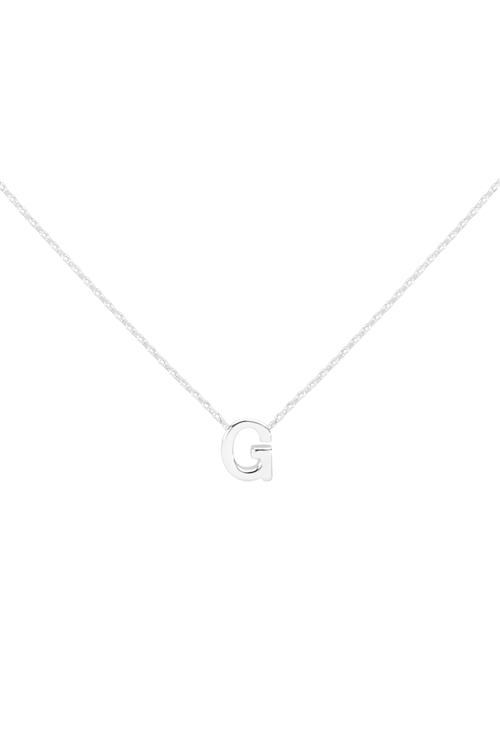 S1-7-5-PN3642RG - "G" INITIAL DAINTY CHARM NECKLACE - SILVER/6PCS