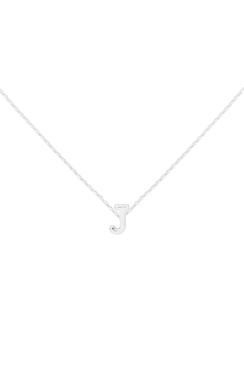 S1-7-5-PN3642RJ - "J" INITIAL DAINTY CHARM NECKLACE - SILVER/6PCS