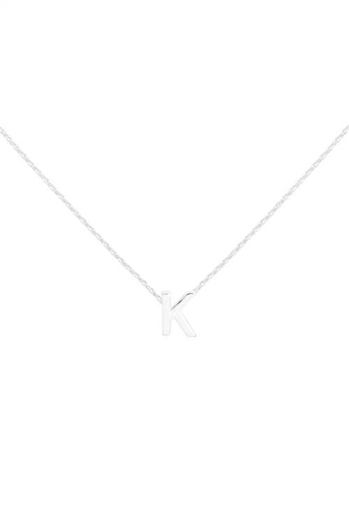 S1-7-5-PN3642RK - "K" INITIAL DAINTY CHARM NECKLACE - SILVER/6PCS