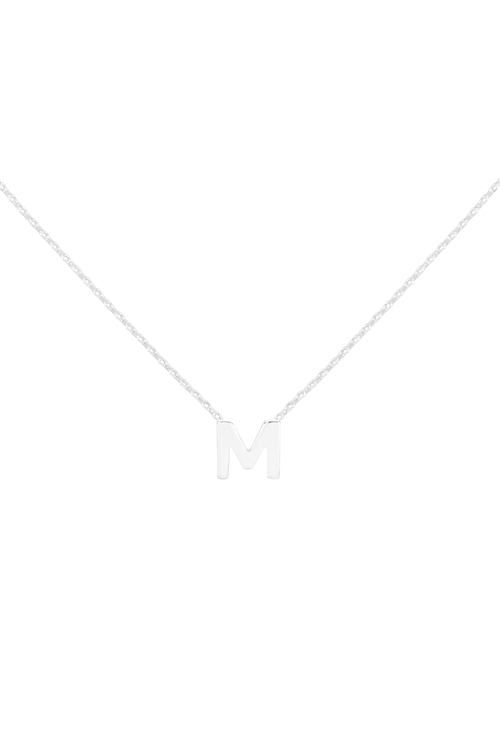 S1-7-5-PN3642RM - "M" INITIAL DAINTY CHARM NECKLACE - SILVER/6PCS