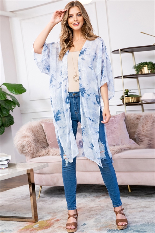 S26-9-5-PN448X002 - BLUE DYED OPEN FRONT KIMONO /6PCS