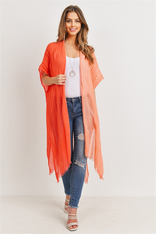 S20-12-5-PN449X007- KNEE LENGTH OPEN FRONT GRADIENT TWO TONE ORANGE KIMONO/6PCS