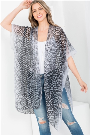 S2-7-3-PN449X014-1 - SNAKE PRINT KNEE LENGTH KIMONO - GRAY/1PC